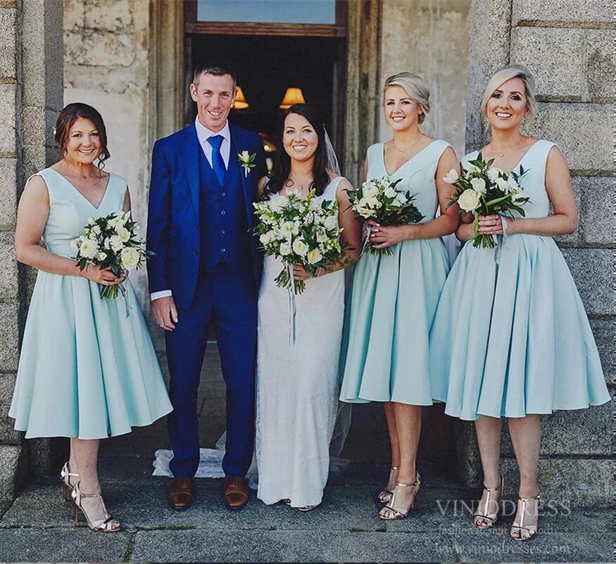 Modest Midi Length Light Blue Plus Size Bridesmaid Dresses VB1037-bridesmaid dresses 2025 -Viniodress-As Picture-Custom Size-