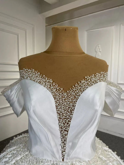 Modest Pearl Satin Wedding Gown 67240 viniodress-wedding dresses 2025 -Viniodress-Ivory-Custom Size-