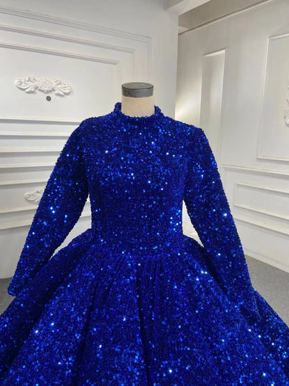 Modest Purple Wedding Gown High Neck 66991 Long Sleeve-Quinceanera Dresses 2025 -Viniodress-Purple-Custom Size-