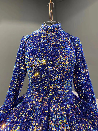 Modest Purple Wedding Gown High Neck 66991 Long Sleeve-Quinceanera Dresses 2025 -Viniodress-Purple-Custom Size-