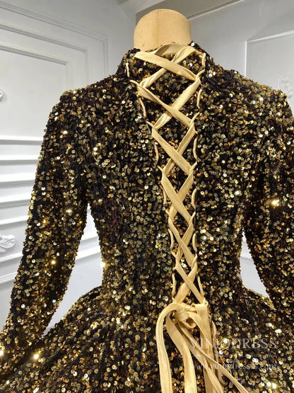 Modest Purple Wedding Gown High Neck 66991 Long Sleeve-Quinceanera Dresses 2025 -Viniodress-Purple-Custom Size-