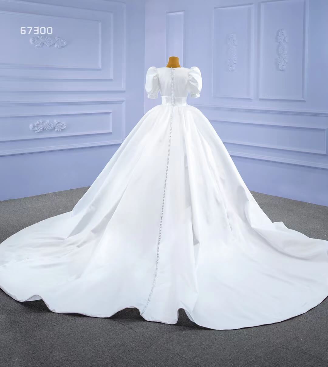 Modest Satin Wedding Gown Half Puff Sleeve Wedding Dresses 67300-wedding dresses 2025 -Viniodress-As Picture-Custom Size-