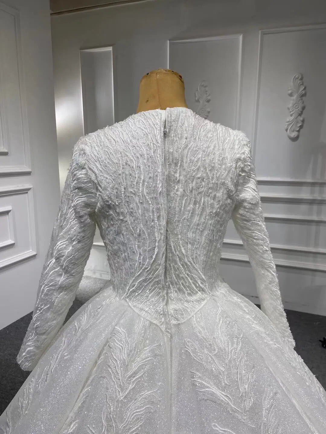 Modest Traditional Ball Gown Wedding Dress with Sleeves 67235-wedding dresses 2025 -Viniodress-Ivory-Custom Size-