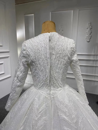 Modest Traditional Ball Gown Wedding Dress with Sleeves 67235-wedding dresses 2025 -Viniodress-Ivory-Custom Size-