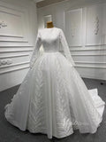 Modest Traditional Ball Gown Wedding Dress with Sleeves 67235
