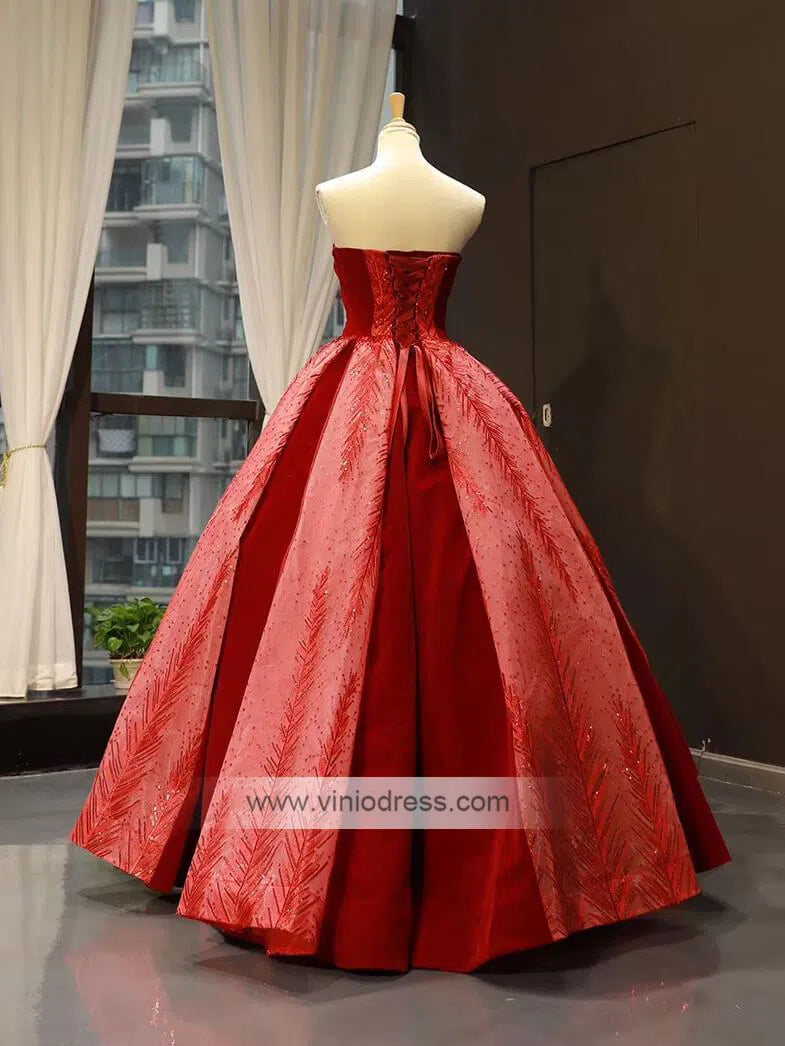 Navy Blue Ball Gown Prom Dresses Red Quinceanera Dress FD1135 viniodress-prom dresses 2025 -Viniodress-Navy Blue-US 2-