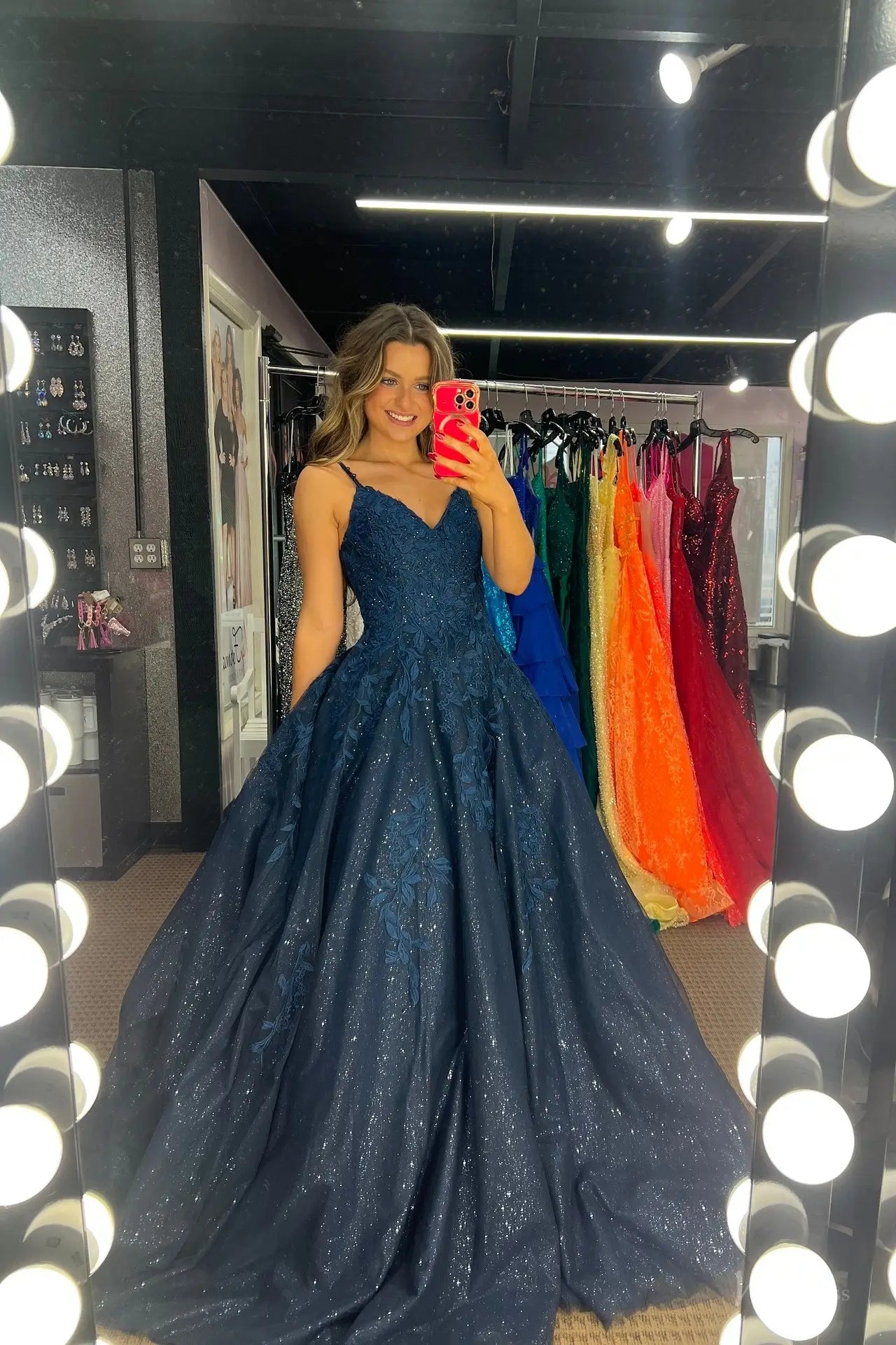 AL004-prom dresses 2026-Viniodress-Navy-Custom Size-