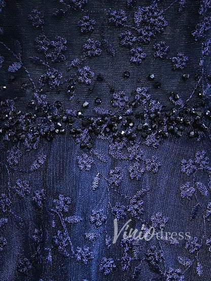 Navy Blue Lace Mother of the Bride Dresses with Sleeves FD1520-formal dresses 2025 -Viniodress-Navy Blue-Custom Size-
