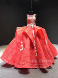 Navy Blue Lace Quinceanera Dress Ball Gown Prom Dress FD1106 viniodress-Quinceanera Dresses-Viniodress-Coral-US 2-Viniodress