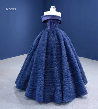 Navy Blue Ruffled Ball Gown Strapless Quinceanera Dresses 67289 viniodress-Quinceanera Dresses 2025 -Viniodress-Navy Blue-Custom Size-