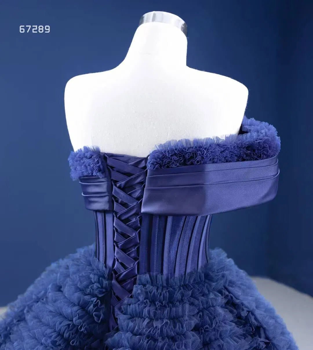 Navy Blue Ruffled Ball Gown Strapless Quinceanera Dresses 67289 viniodress-Quinceanera Dresses 2025 -Viniodress-Navy Blue-Custom Size-