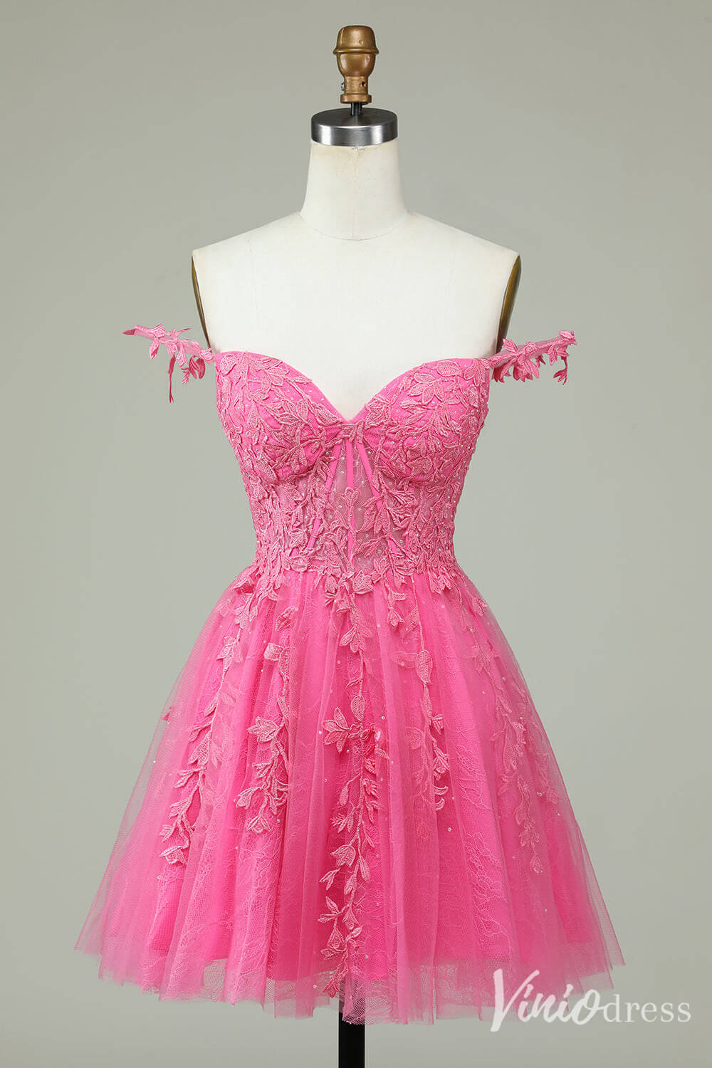 Navy Blue Spaghetti Strap Homecoming Dresses Lace Applique Back to School Dress S24025-prom dresses 2025 -Viniodress-Navy Blue-Custom Size-