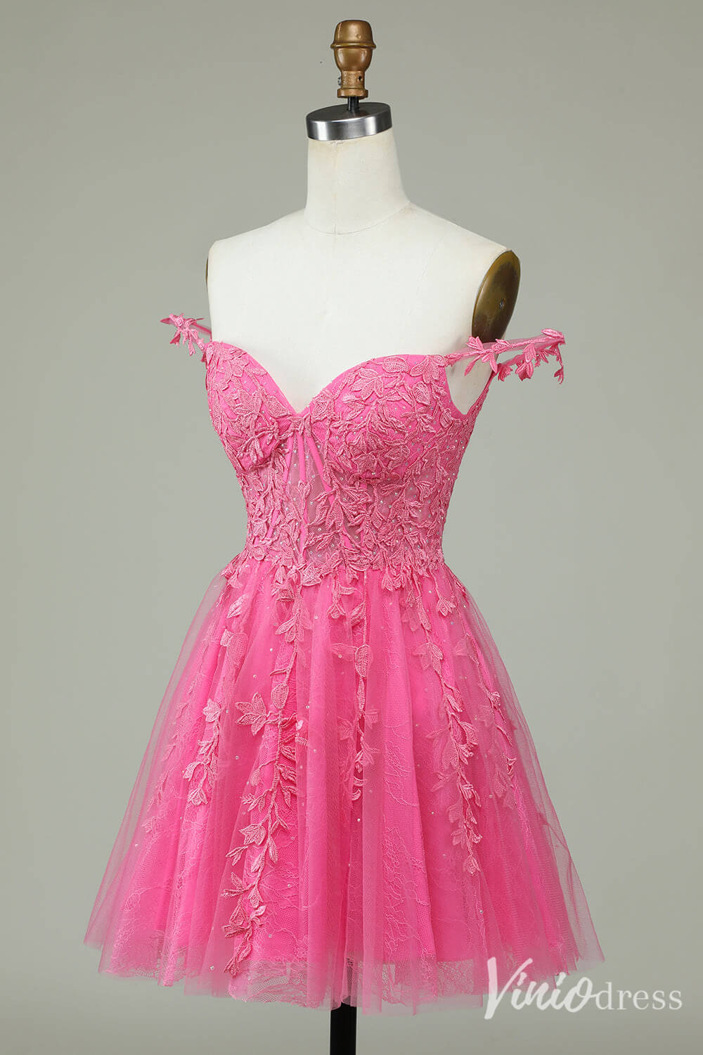 Navy Blue Spaghetti Strap Homecoming Dresses Lace Applique Back to School Dress S24025-prom dresses 2025 -Viniodress-Navy Blue-Custom Size-