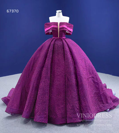 New Magenta Lace Quinceañera Dresses Princess Ball Gown 67370 viniodress-Quinceanera Dresses 2025 -Viniodress-Magenta-Custom Size-