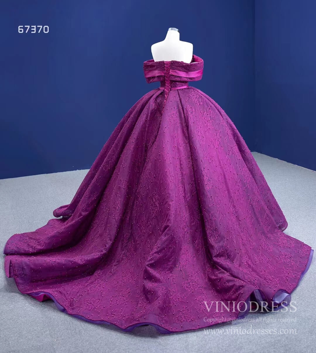 New Magenta Lace Quinceañera Dresses Princess Ball Gown 67370 viniodress-Quinceanera Dresses 2025 -Viniodress-Magenta-Custom Size-