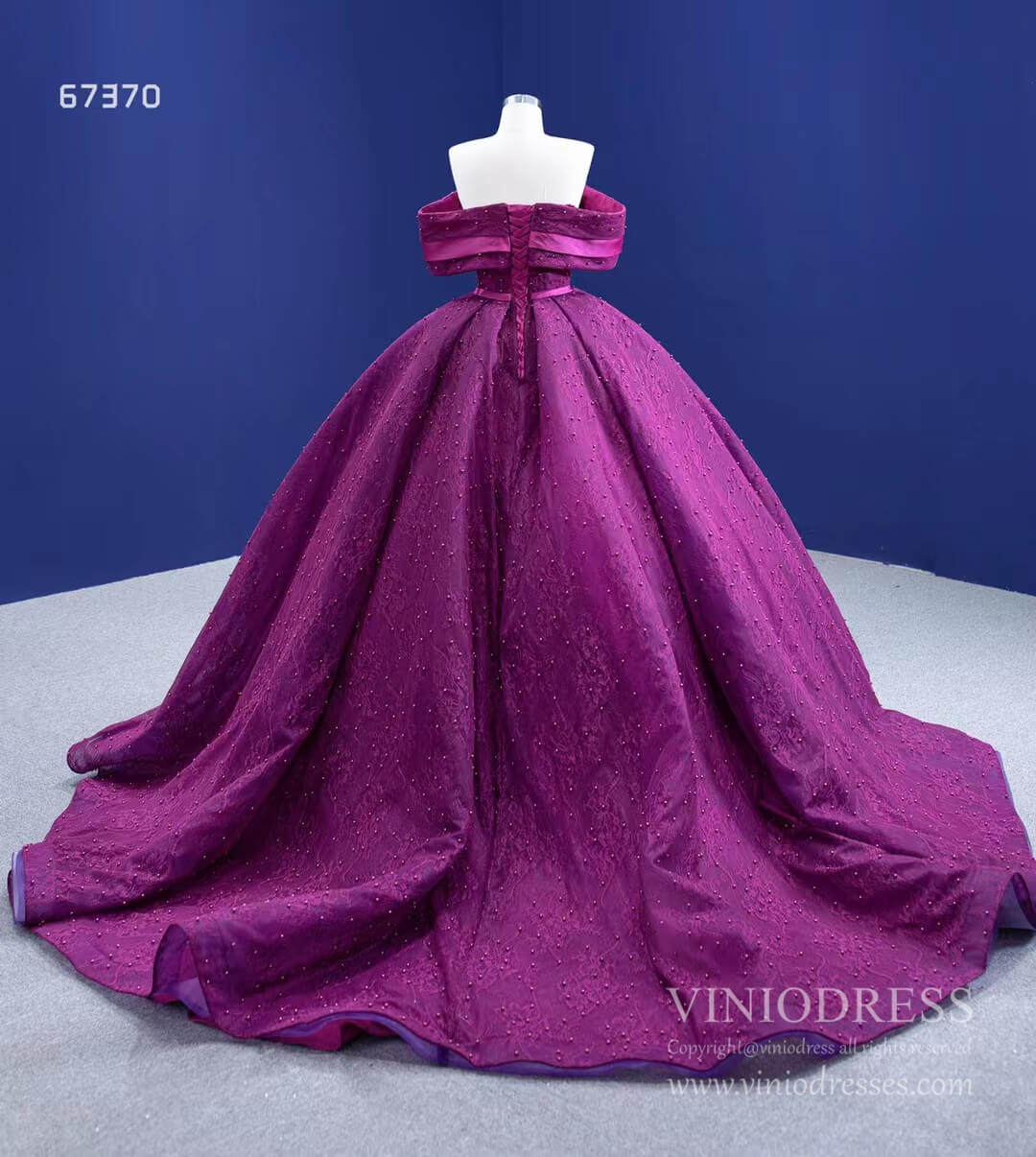 New Magenta Lace Quinceañera Dresses Princess Ball Gown 67370 viniodress-Quinceanera Dresses 2025 -Viniodress-Magenta-Custom Size-