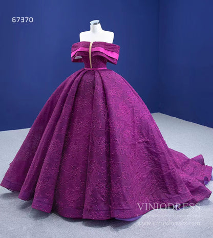 New Magenta Lace Quinceañera Dresses Princess Ball Gown 67370 viniodress-Quinceanera Dresses 2025 -Viniodress-Magenta-Custom Size-