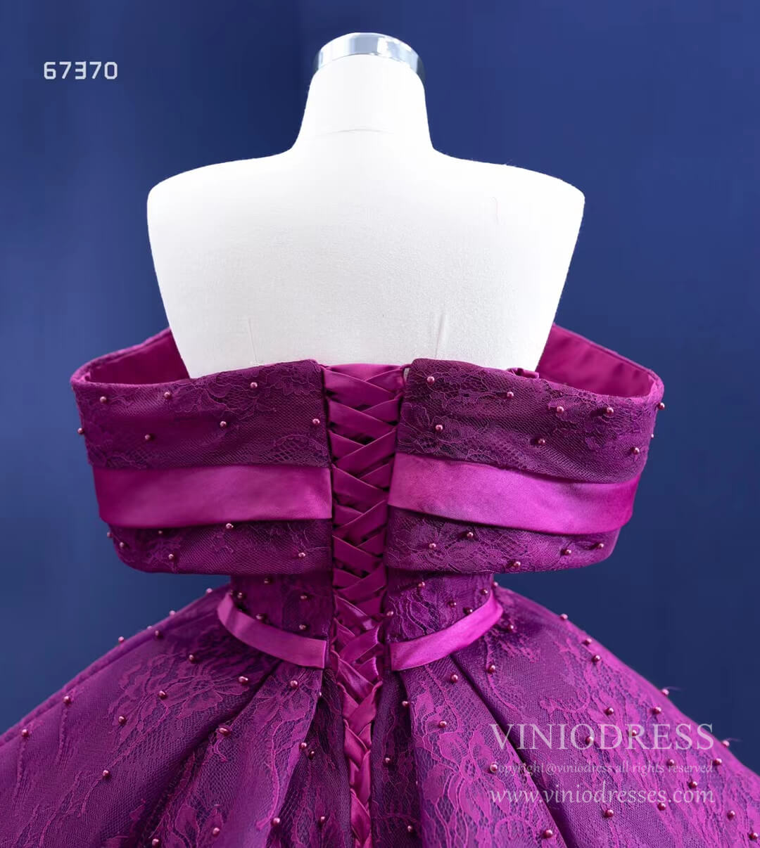 New Magenta Lace Quinceañera Dresses Princess Ball Gown 67370 viniodress-Quinceanera Dresses 2025 -Viniodress-Magenta-Custom Size-