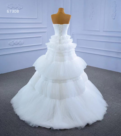 New Strapless Tulle Wedding Dresses Vintage Tulle Ball Gowns-wedding dresses 2025 -Viniodress-Ivory-Custom Size-