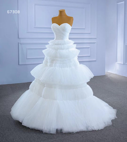 New Strapless Tulle Wedding Dresses Vintage Tulle Ball Gowns-wedding dresses 2025 -Viniodress-Ivory-Custom Size-