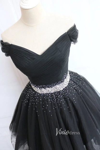 Off Shoulder Beaded Lilac Tulle Homecoming Dresses SD1394-Homecoming Dresses 2025 -Viniodress-Lavender-Custom Size-
