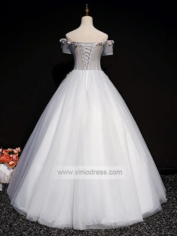 Off Shoulder Cute Floral Quinceañera Dresses FD1462-prom dresses 2025 -Viniodress-As Picture-Custom Size-