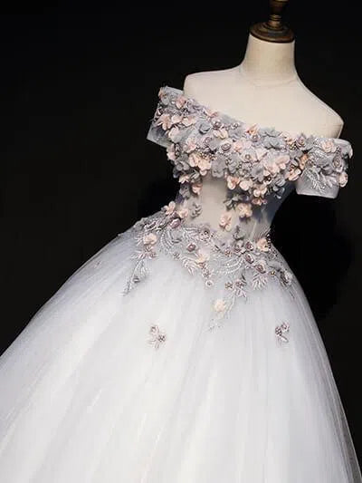 Off Shoulder Cute Floral Quinceañera Dresses FD1462-prom dresses 2025 -Viniodress-As Picture-Custom Size-