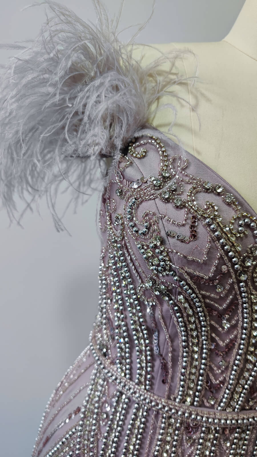 Off Shoulder Feather Beaded Mauve Prom Dresses 20s Party Dress FD2615-Evening Dresses 2025 -Viniodress-Mauve-US2-