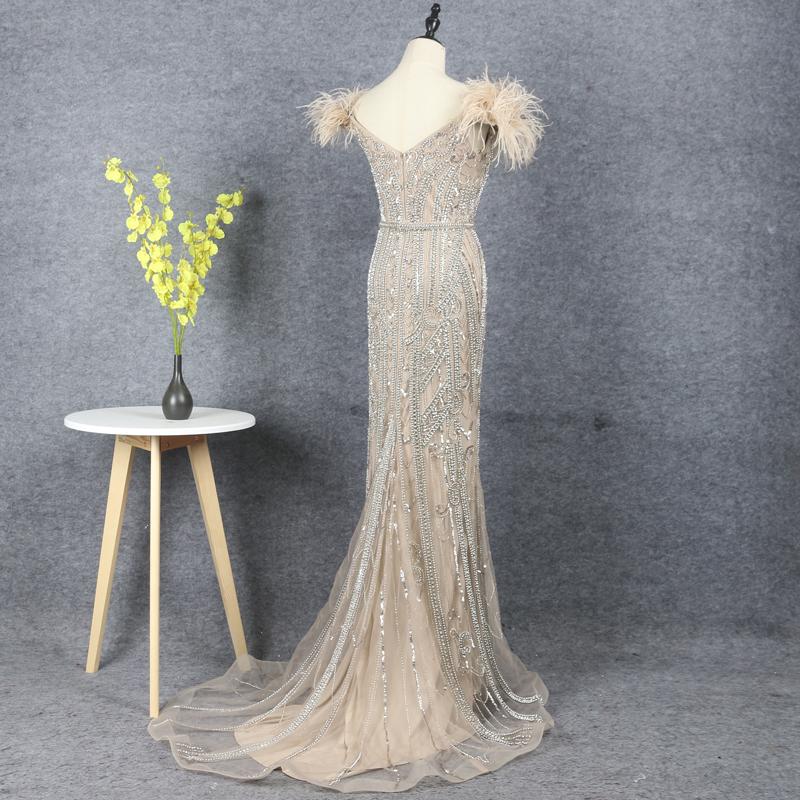 Off Shoulder Feather Beaded Mauve Prom Dresses 20s Party Dress FD2615-Evening Dresses 2025 -Viniodress-Mauve-US2-