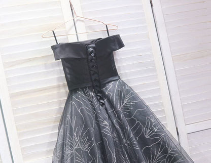 Off Shoulder Lace Black Homecoming Dresses SD1400-Homecoming Dresses 2025 -Viniodress-Black-Custom Size-