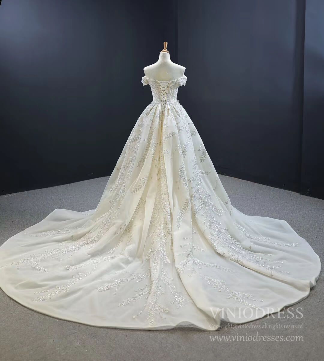 Off Shoulder Mermaid Wedding Dresses with Detachable Skirt 66945-wedding dresses 2025 -Viniodress-Ivory-Custom Size-