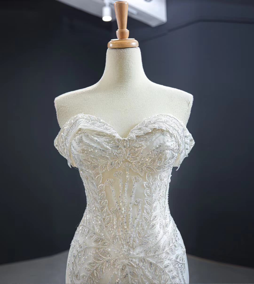 Off Shoulder Mermaid Wedding Dresses with Detachable Skirt 66945-wedding dresses 2025 -Viniodress-Ivory-Custom Size-