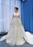 Off Shoulder Mermaid Wedding Dresses with Detachable Skirt 66945