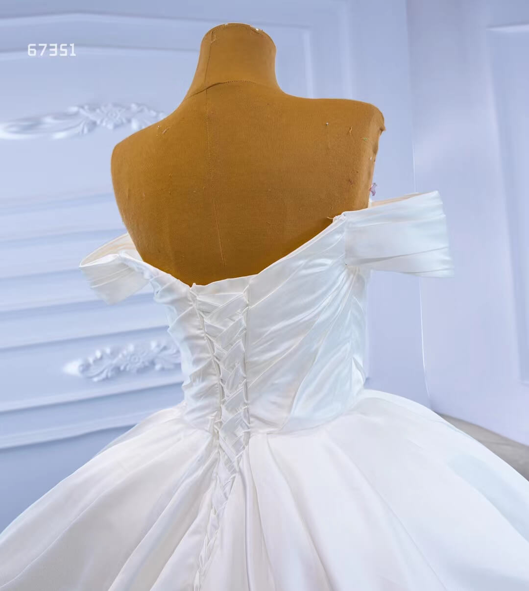 Off Shoulder Satin Wedding Gown Simple Classy Wedding Dress 67351-wedding dresses 2025 -Viniodress-Ivory-Custom Size-