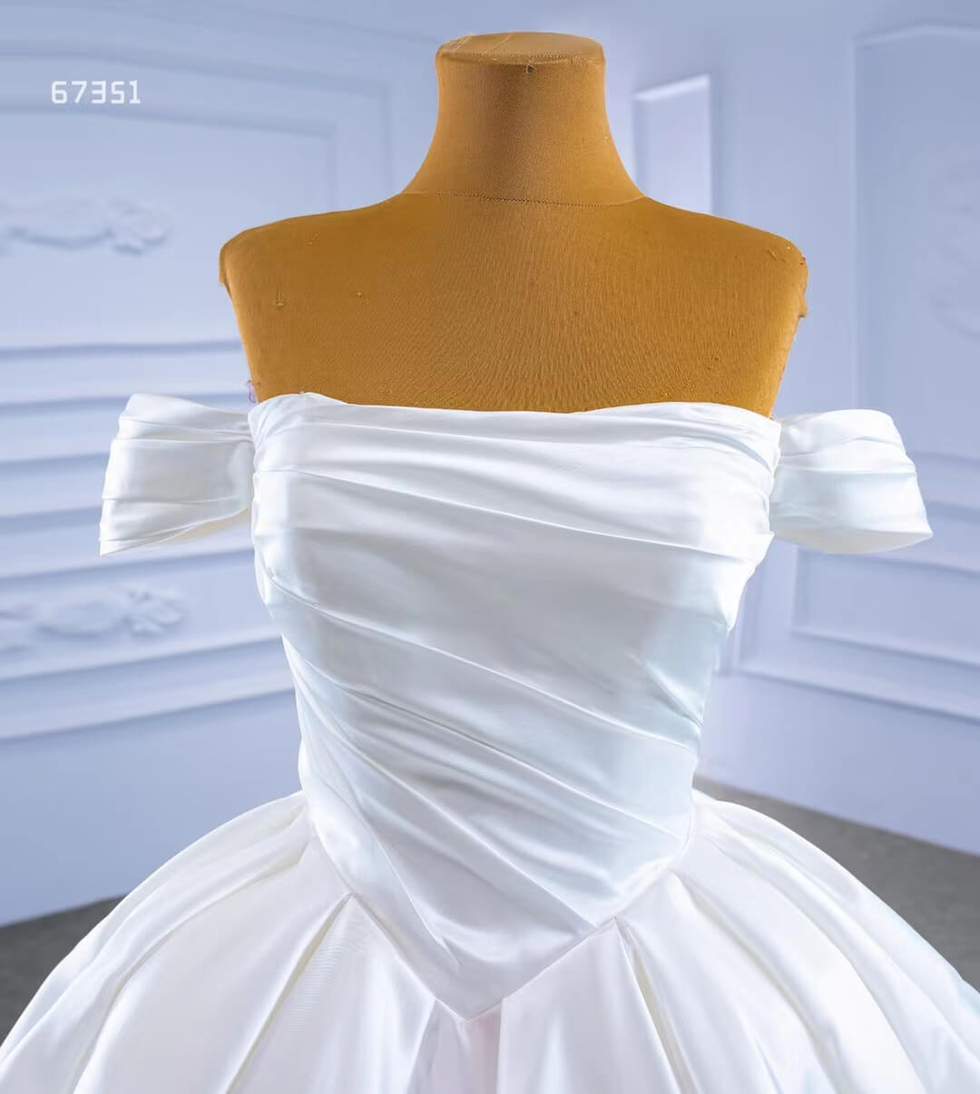 Off Shoulder Satin Wedding Gown Simple Classy Wedding Dress 67351-wedding dresses 2025 -Viniodress-Ivory-Custom Size-