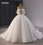 Off the Shoulder Beaded Wedding Dresses Luxury Ball Gown Quinceanera Dress 241052-wedding dresses-Viniodress-Viniodress