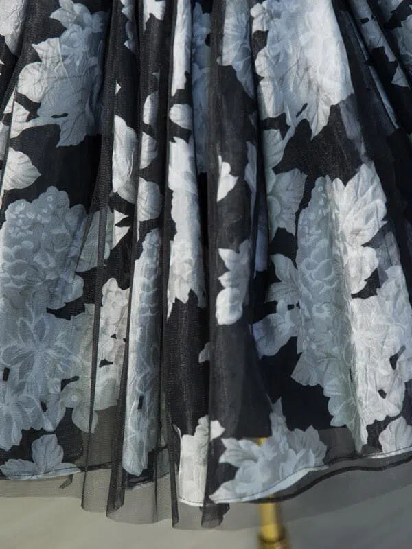 Off the Shoulder Black Floral Homecoming Dresses SD1012-Homecoming Dresses 2025 -Viniodress-Black-Custom Size-