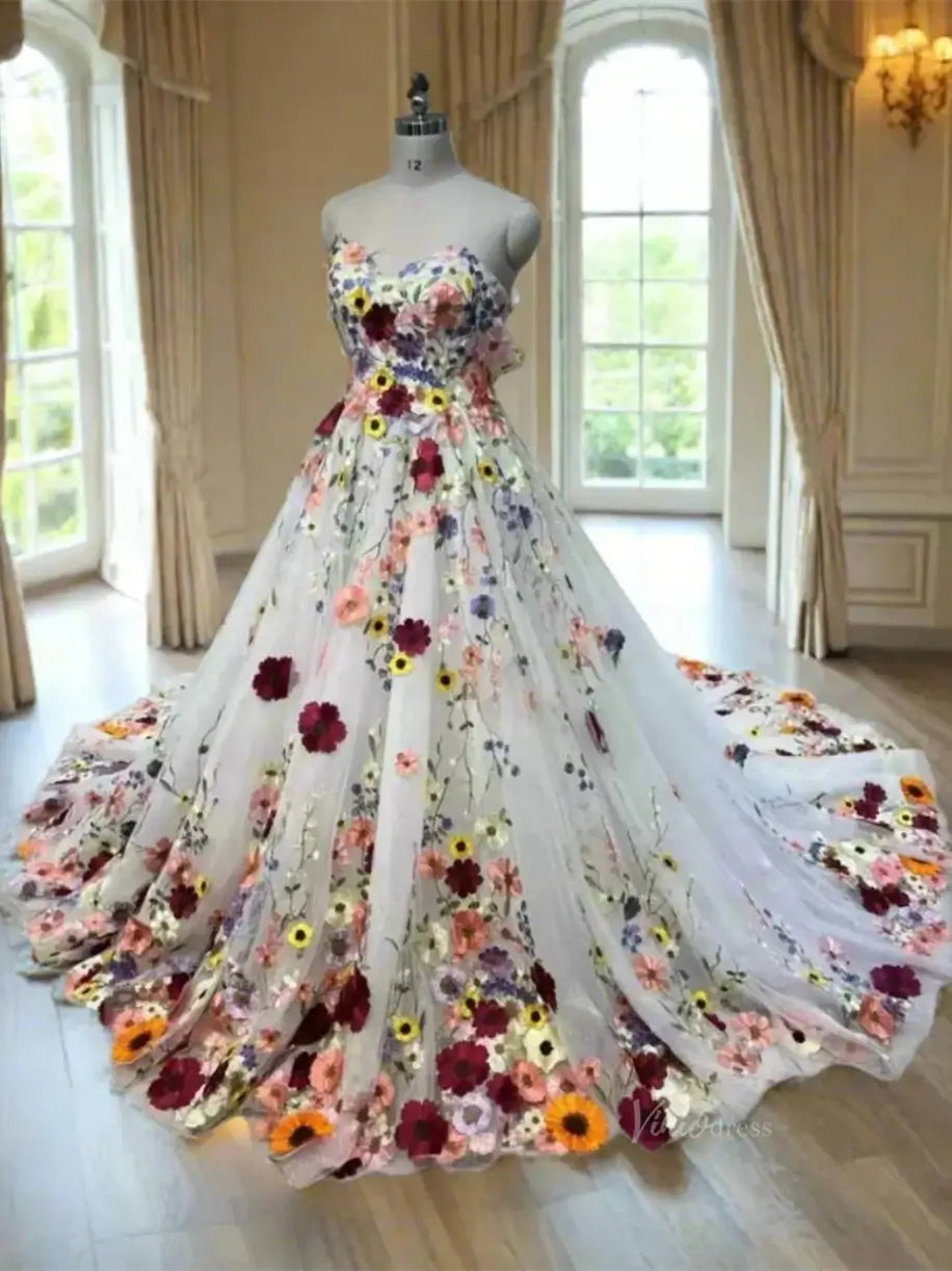 Off-the-Shoulder Colorful Wedding Dress | Sweetheart Neck A-Line Gown with Removable Bishop Sleeves FW237-wedding dresses 2025 -Viniodress-Ivory-Custom Size-