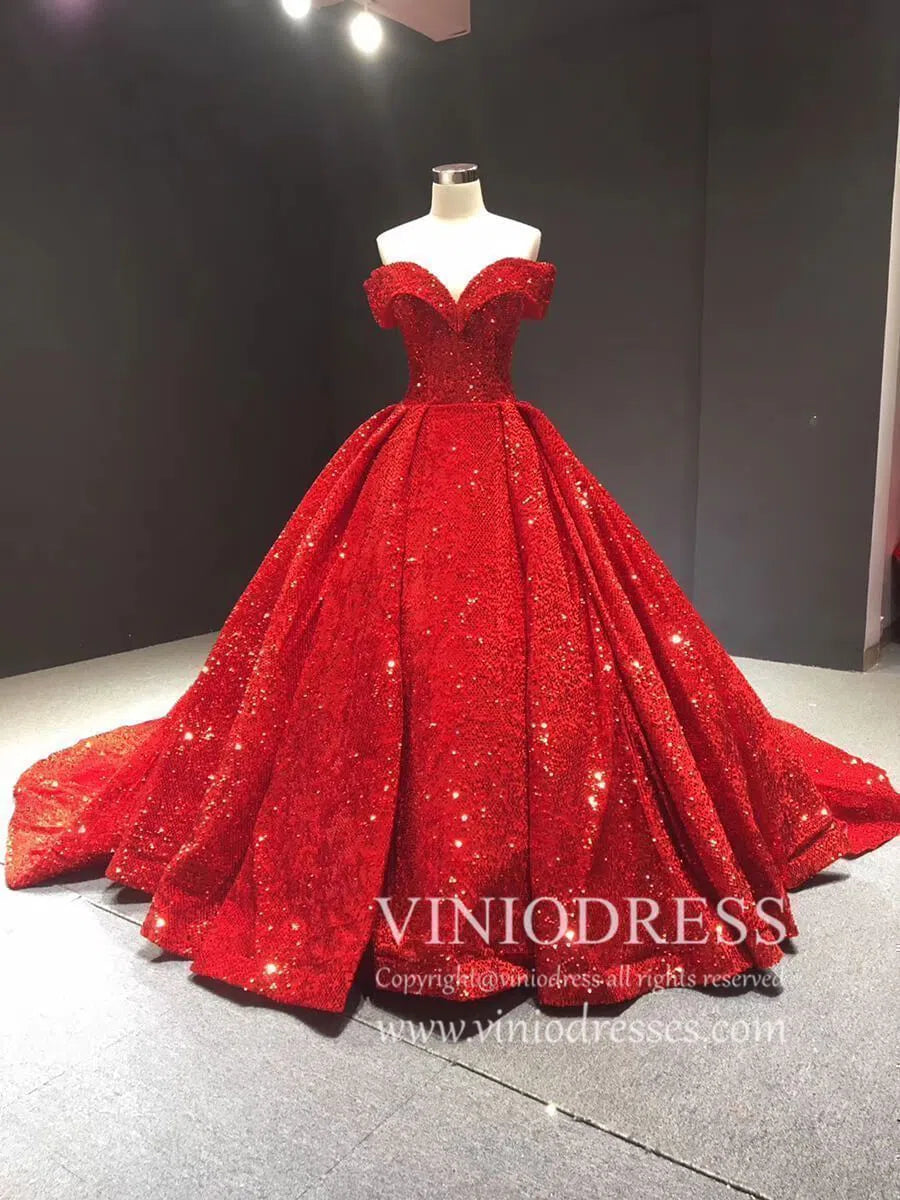 Off the Shoulder Green Prom Dresses Plus Size Vintage Ball Gowns 66742 viniodress-prom dresses-Viniodress-Red-Custom Size-Viniodress