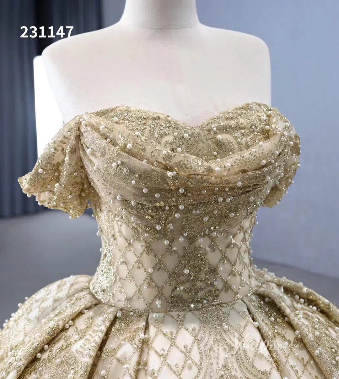 Off the Shoulder Green Wedding Gowns Champagne Quince Dresses 231147-Quinceanera Dresses 2025 -Viniodress-Green-Custom Size-