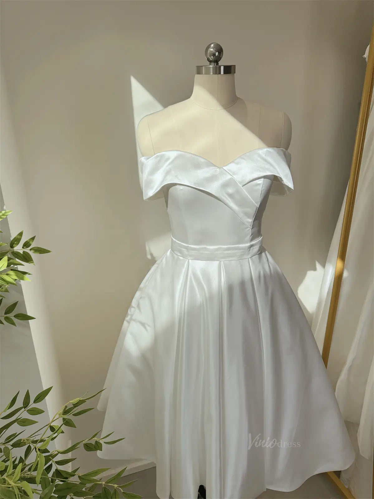 Off the Shoulder Ivory Homecoming Dresses Knee Length Prom Dress SD1275-Homecoming Dresses 2025 -Viniodress-Ivory-Custom Size-