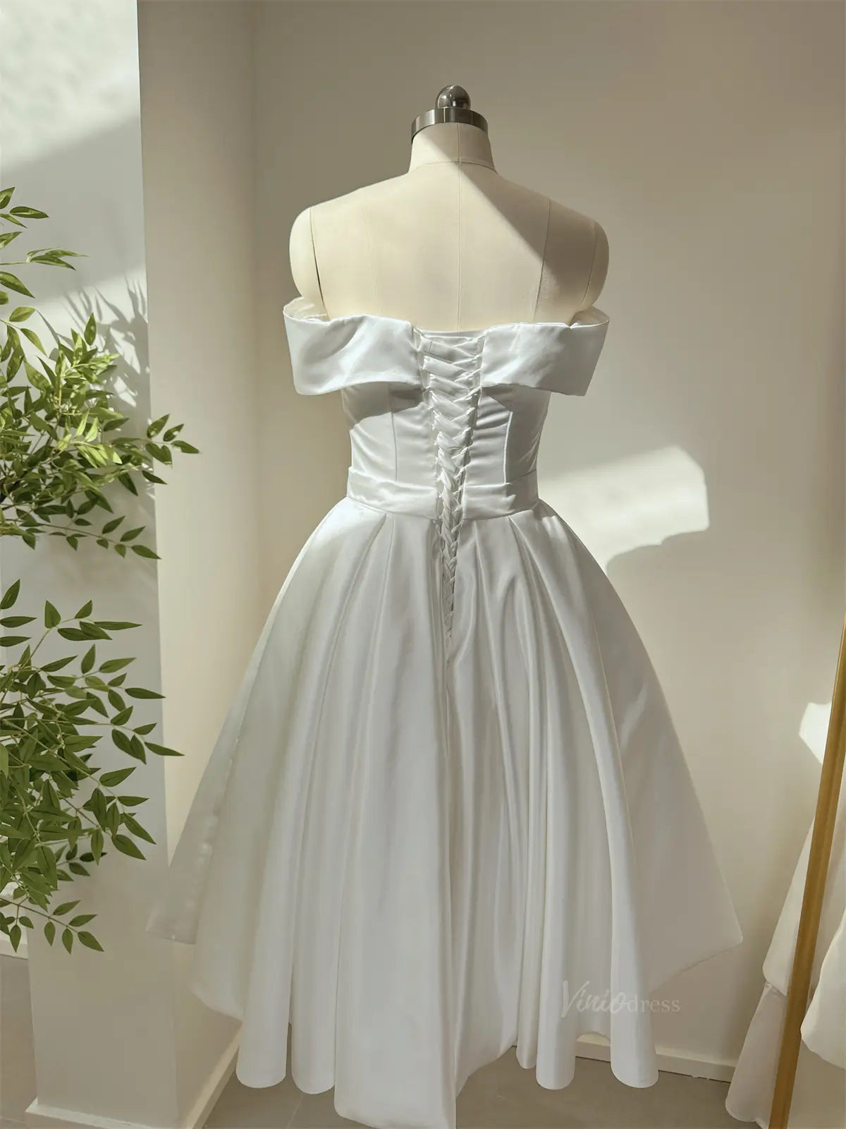 Off the Shoulder Ivory Homecoming Dresses Knee Length Prom Dress SD1275-Homecoming Dresses 2025 -Viniodress-Ivory-Custom Size-