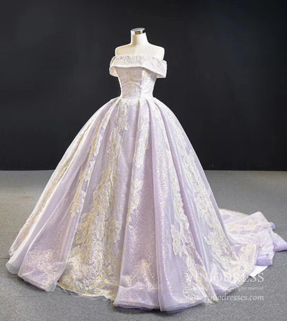 Off the Shoulder Lilac Lace Sweet 15 Dresses Vintage Quince Dress FD2412 viniodress-prom dresses 2025 -Viniodress-As Picture-Custom Size-