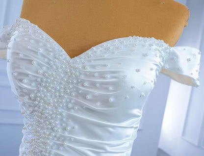 Off the Shoulder Mermaid Satin Wedding Dress with Pearls 67285-wedding dresses 2025 -Viniodress-As Picture-Custom Size-