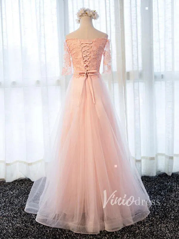 Off the Shoulder Mother of the Bride Dress with Sleeves FD1325-formal dresses-Viniodress-Viniodress