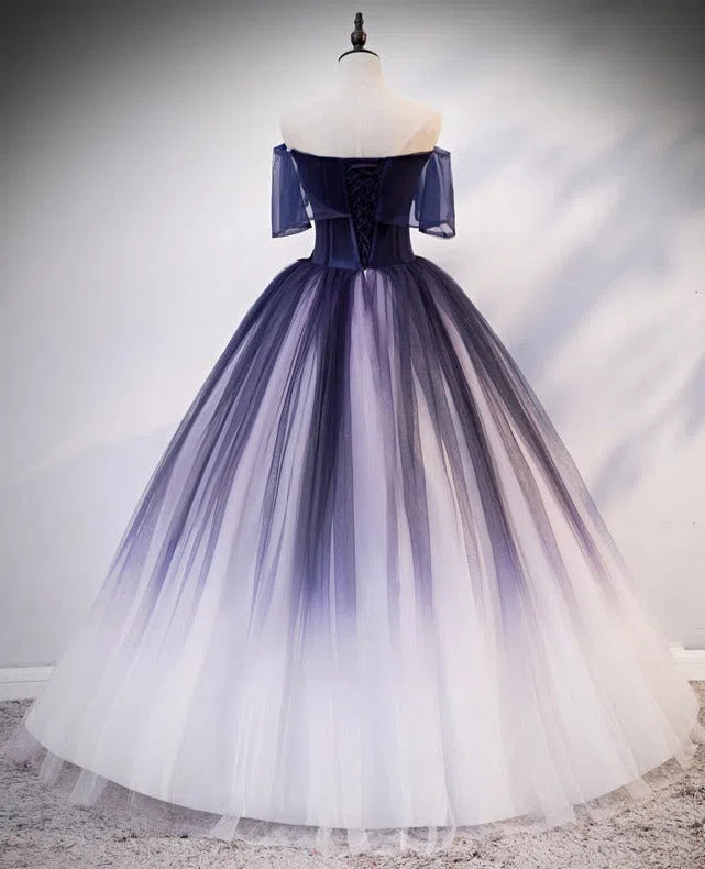 Prom Dress 2025 Off the Shoulder Ombre Ball Gown Prom Dresses FD1526-unique prom dresses-Blue-Custom Size-Viniodress