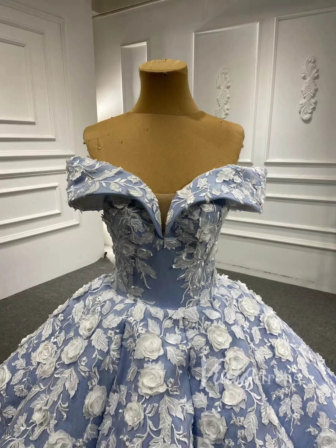 Off the Shoulder Ombre Blue Ball Gowns for Debutante 66698 viniodress-Quinceanera Dresses 2025 -Viniodress-Blue-Custom Size-