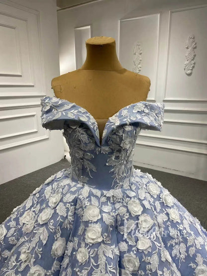 Off the Shoulder Ombre Blue Ball Gowns for Debutante 66698 viniodress-Quinceanera Dresses 2025 -Viniodress-Blue-Custom Size-