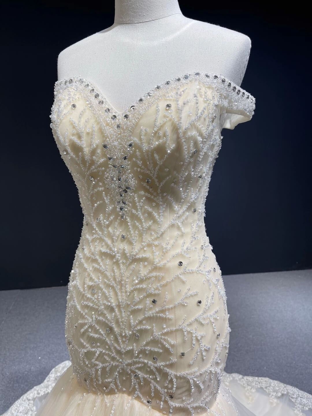 Off the Shoulder Red Mermaid Pageant Gown Beaded Wedding Dresses 67150-wedding dresses 2025 -Viniodress-Red-Custom Size-