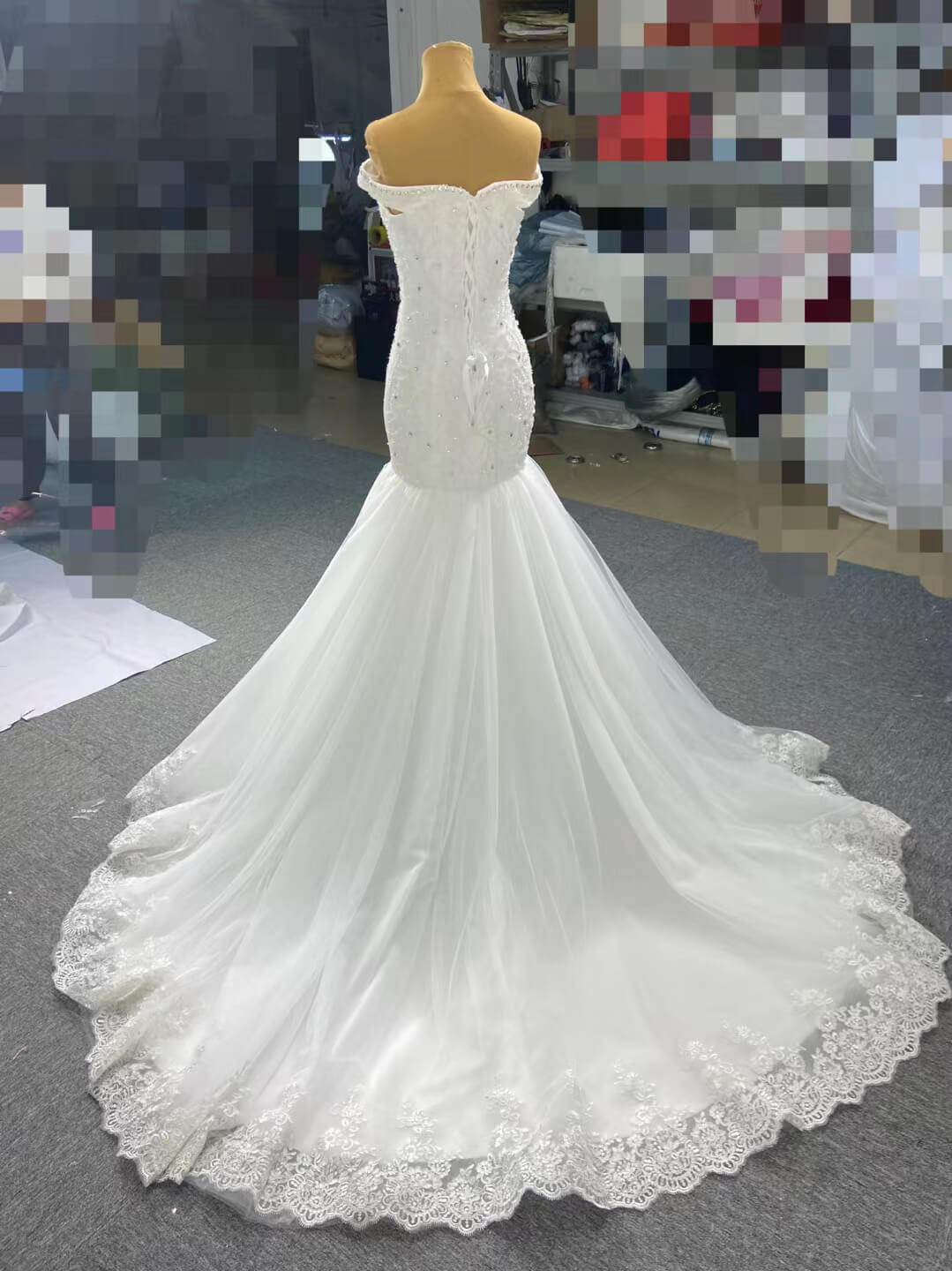 Off the Shoulder Red Mermaid Pageant Gown Beaded Wedding Dresses 67150-wedding dresses 2025 -Viniodress-Red-Custom Size-